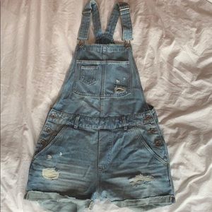 Ripped Overall Shorts